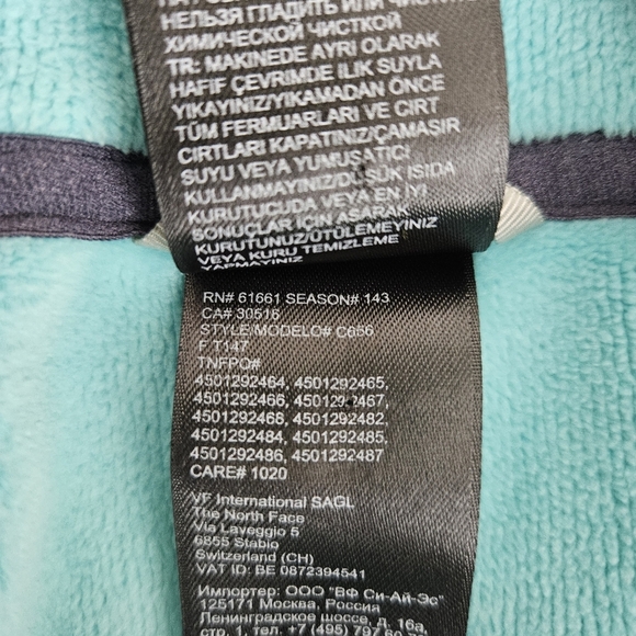 The North Face Jacket Blue Green Long Sleeve Full Zip Fleece Coat Large - Picture 10 of 11